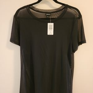 Torrid Black Sheer Mesh Crew Tee - 2X